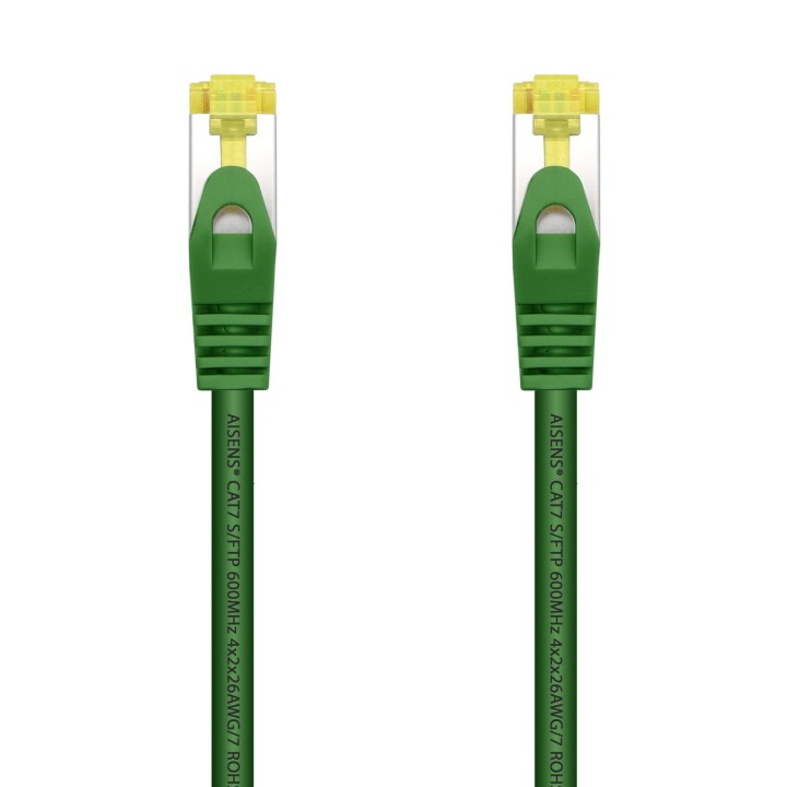 AISENS Cable De Red Latiguillo RJ45 LSZH Cat.7 600 MHz S/FTP PIMF AWG26, Verde, 25 cm