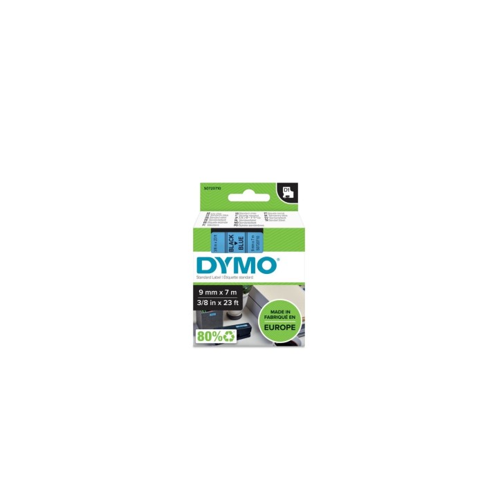 DYMO D1 - Etiquetas estándar - Negro sobre azul - 9mm x 7m