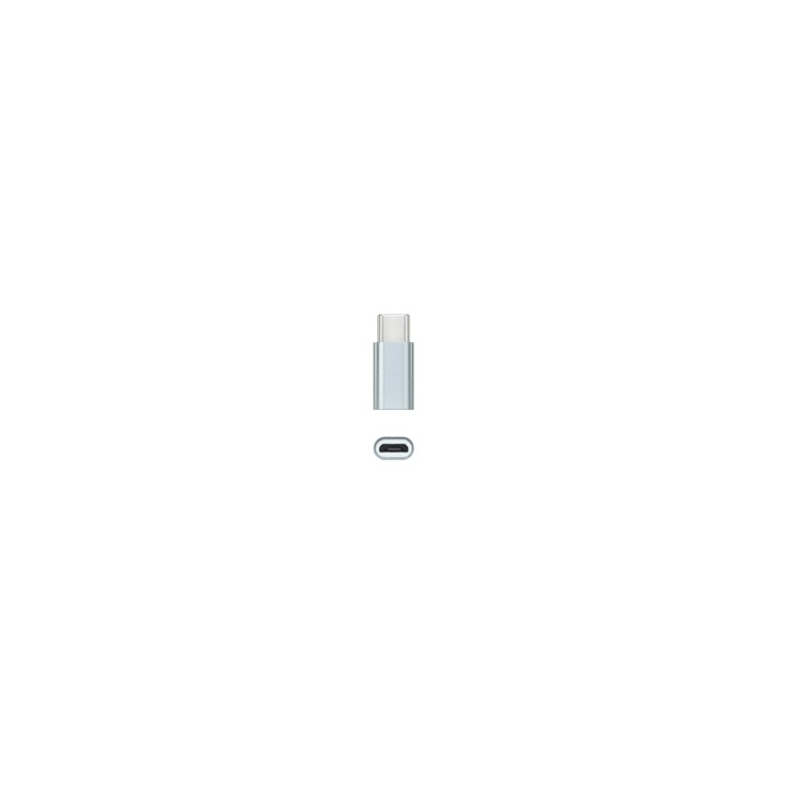 Nanocable Adaptador USB-C a Micro USB, USB-C/M-Micro B/H, Aluminio, Gris