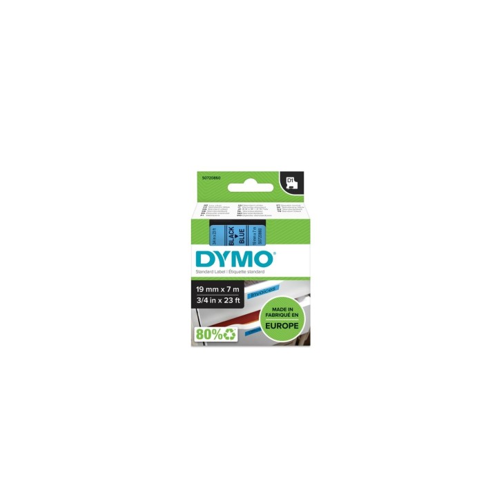 DYMO D1 - Etiquetas estándar - Negro sobre azul - 19mm x 7m