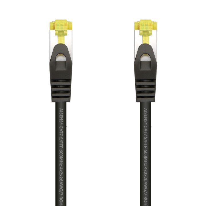 AISENS Cable De Red Latiguillo RJ45 LSZH Cat.7 600 MHz S/FTP PIMF AWG26, Negro, 2.0 m