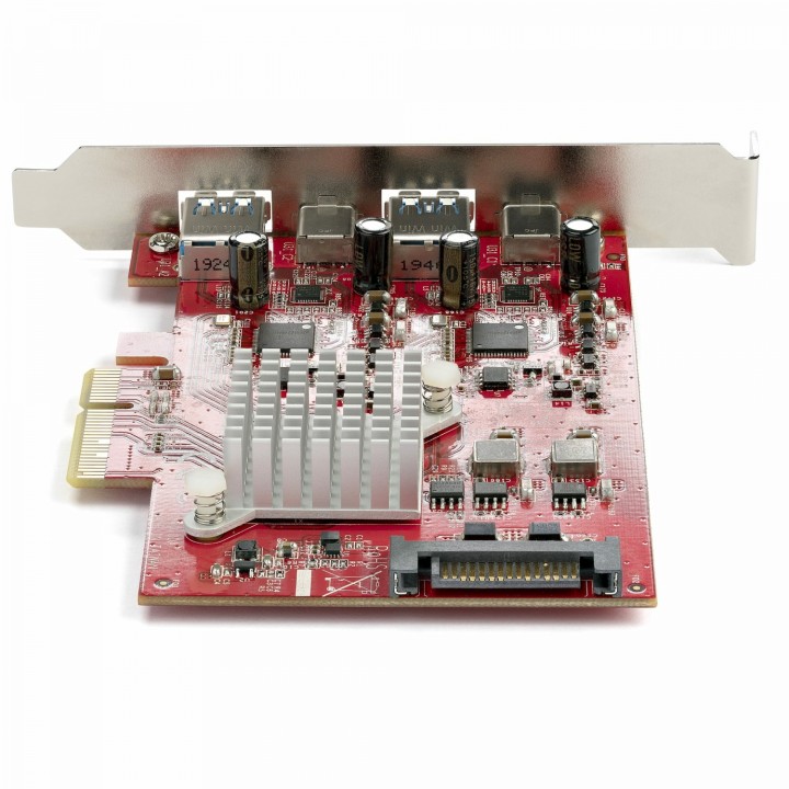 StarTech.com Tarjeta PCIe de 4 puertos usb rojo