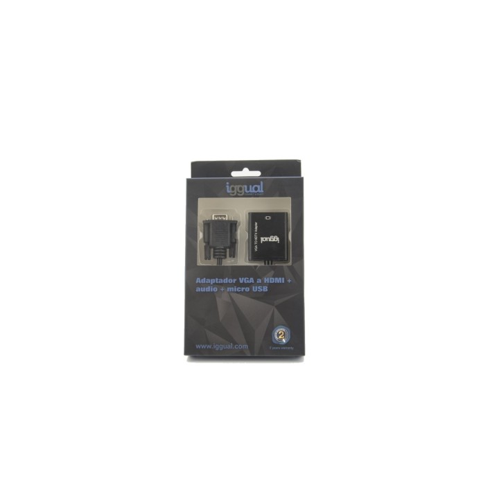 iggual Adaptador VGA a HDMI + audio + microUSB 0.25m negro