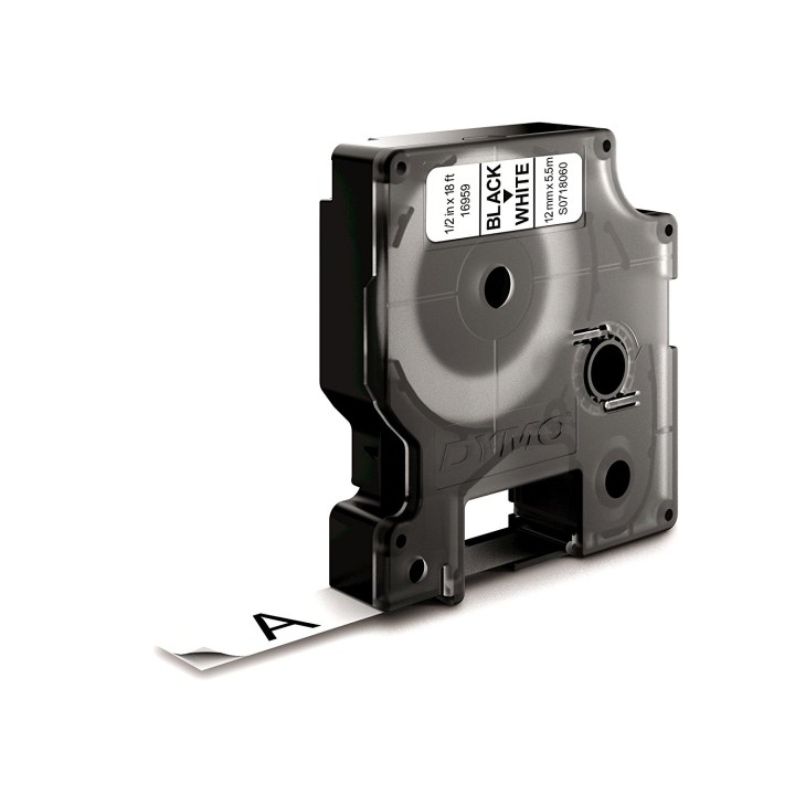 Dymo D1 Etiquetas durable negro sobre blanco 12mm x 5.5m