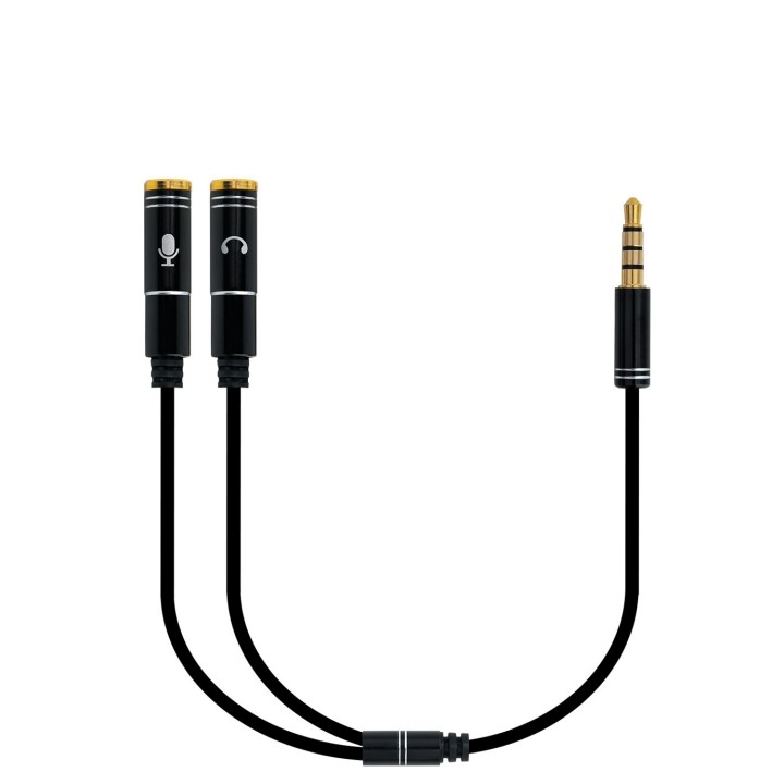 EWET cable de audio 3,5mm Macho/2 x 3,5mm Hembra 0,3 m Negro