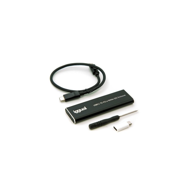 iggual Caja externa para ssd usb 3.2 gen 2 M.2 nvme/sata aluminio negro