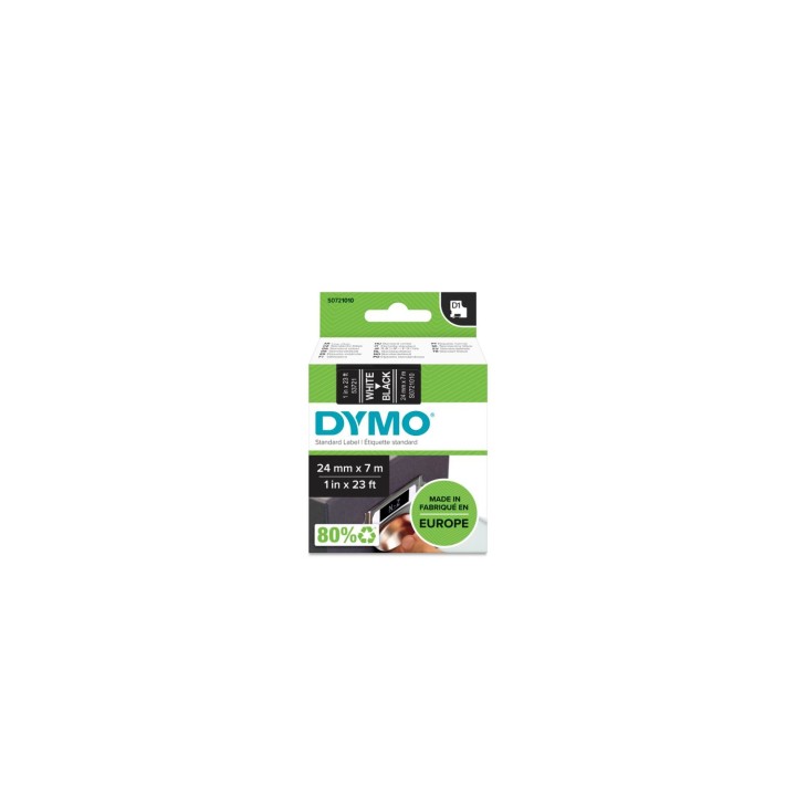 DYMO D1 - Etiquetas estándar - Blanco sobre negro - 24mm x 7m