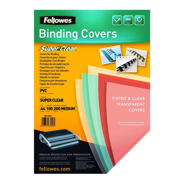 Fellowes 5376001 cubierta A4 PVC Transparente 100 pieza(s)