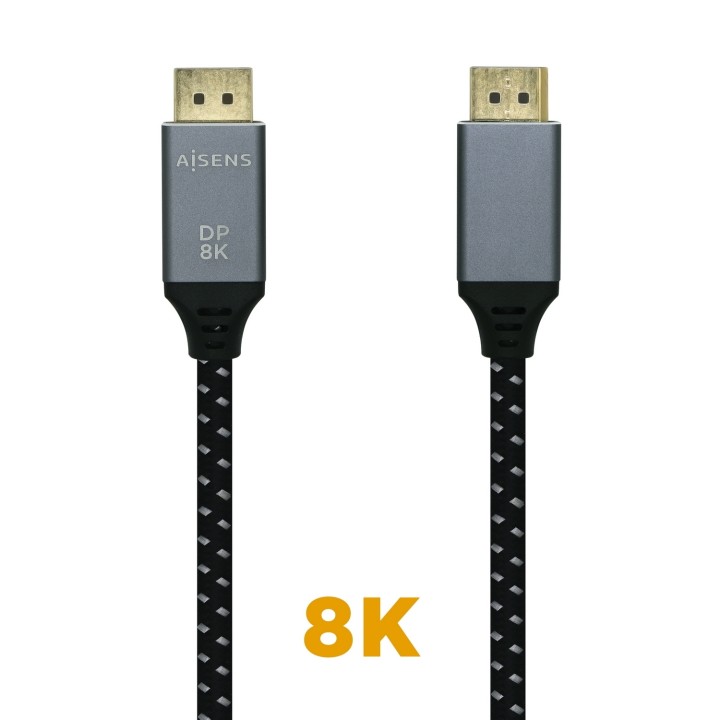 Aisens Cable Displayport V1.4 8k 60hz macho a macho 0.5m gris negro