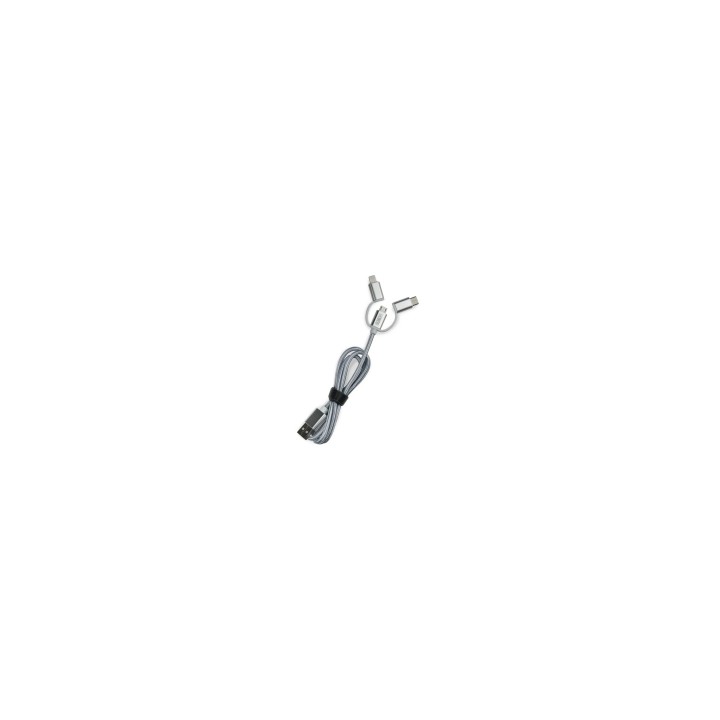 Subblim Cargador coche dual 2xusb 2.4A + cable 3 in 1 plata