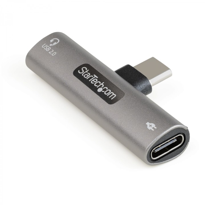 StarTech.com Adaptador de Audio y Carga USB-C - Adaptador de Audio USB Tipo C con USB-C para Auriculares con Micrófono y Pass