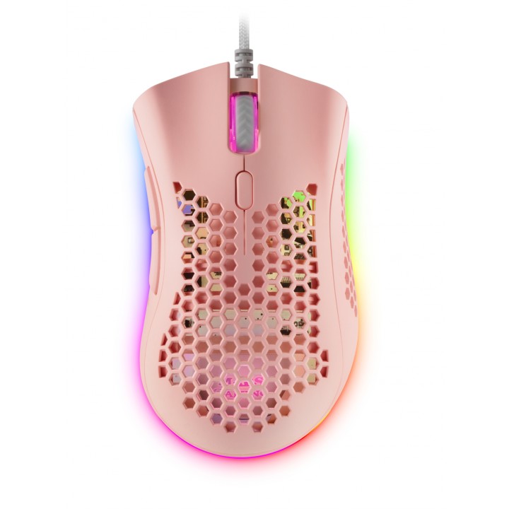 Mars gaming MMEXP raton gaming rgb usb tipo-a optico 32000dpi ultraligero rosa