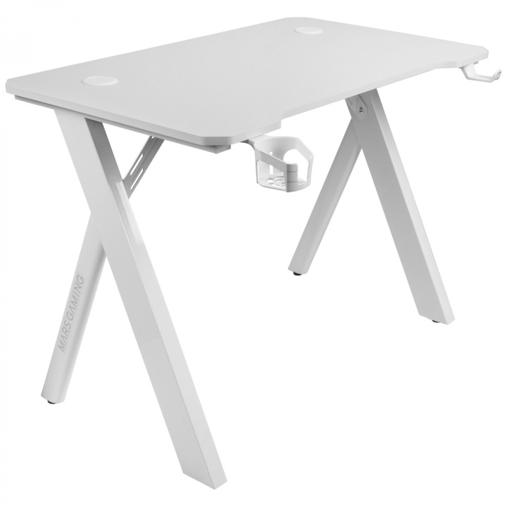 Mars Gaming MGD100RGB Mesa Gaming RGB Alfombrilla XXL Soporte Cascos + Botella 100x60cm Blanco