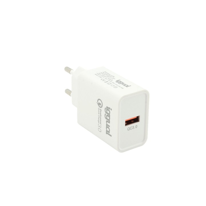 iggual Cargador pared usb 2.0 carga rapida QC3.0 18w blanco