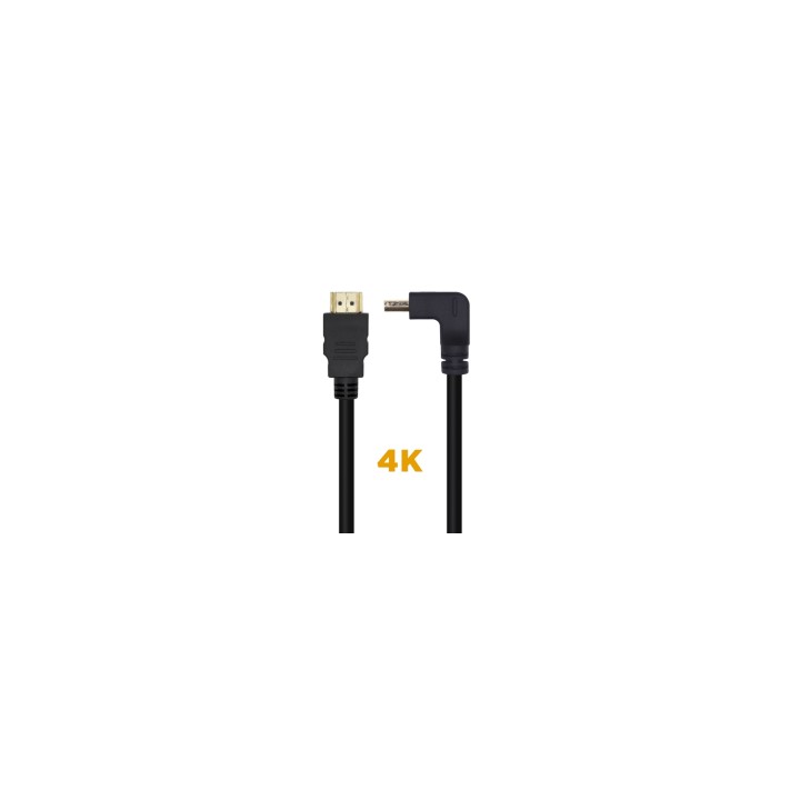 AISENS Cable HDMI V2.0 Acodado Premium Alta Velocidad / HEC 4K@60Hz 18Gbps 2 m Negro