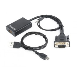 Gembird A-VGA-HDMI-01 adaptador de cable de vÍ­deo 0,15 m HDMI 19 pin Negro