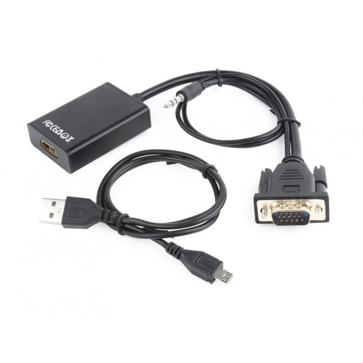 Gembird A-VGA-HDMI-01 adaptador de cable de vÍ­deo 0,15 m HDMI 19 pin Negro