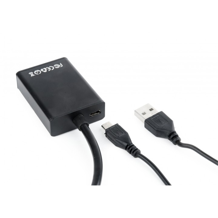 Gembird A-VGA-HDMI-01 adaptador de cable de vÍ­deo 0,15 m HDMI 19 pin Negro