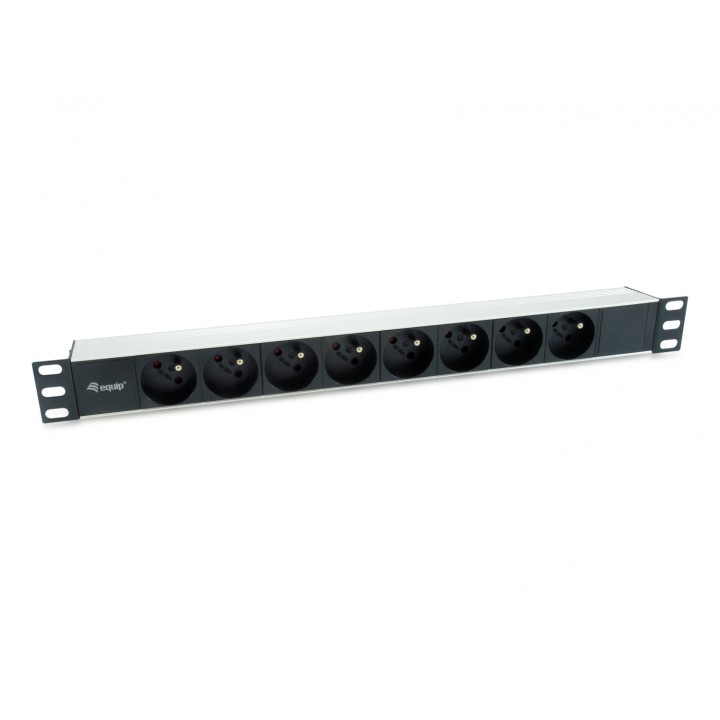 Equip 333313 Regleta unidad de distribucion de energia 8 salidas AC 1U negro plata