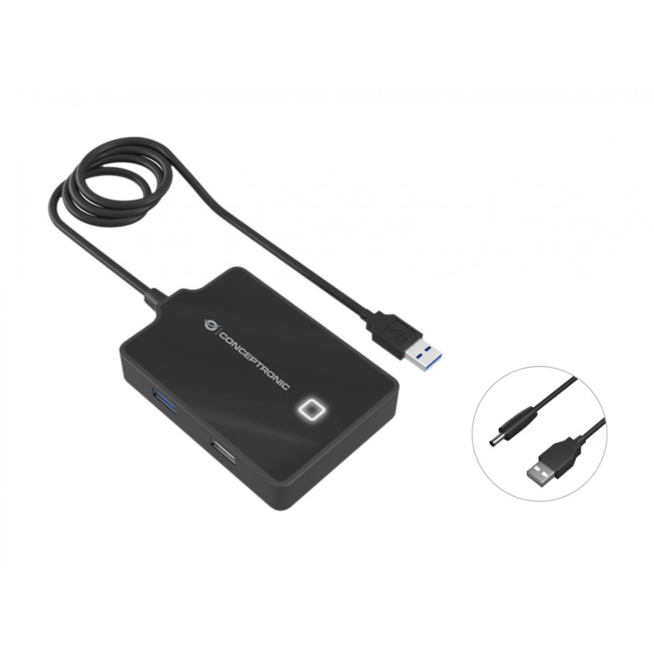 Conceptronic HUB de interfaz USB 3.2 Gen 1 (3.1 Gen 1) Type-A 5000 Mbit/s Negro