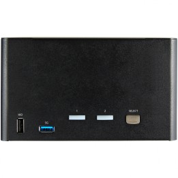 StarTech.com Switch Conmutador KVM de 2 Puertos DisplayPort 1.2 para 4 Monitores - DP HDR UHD 4K de 60Hz - Hub Ladrón de 2