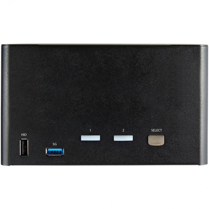 StarTech.com Switch Conmutador KVM de 2 Puertos DisplayPort 1.2 para 4 Monitores - DP HDR UHD 4K de 60Hz - Hub Ladrón de 2