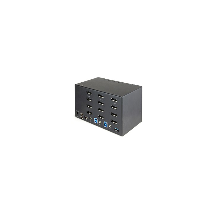 StarTech.com Switch Conmutador KVM de 2 Puertos DisplayPort 1.2 para 4 Monitores - DP HDR UHD 4K de 60Hz - Hub Ladrón de 2