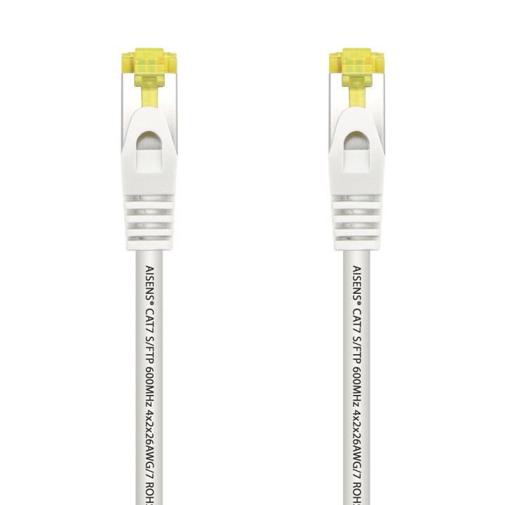 AISENS Cable De Red Latiguillo RJ45 LSZH Cat.7 600 MHz S/FTP PIMF AWG26, Blanco, 0.5 m