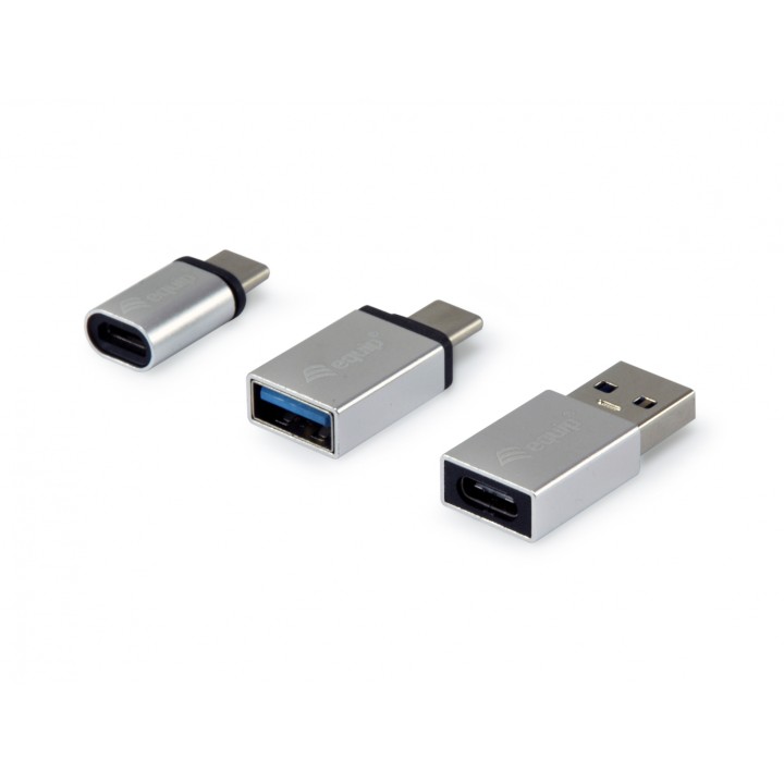 Equip 133475 cambiador de género para cable USB C, USB C, USB A USB A, Micro-USB, USB C Plata