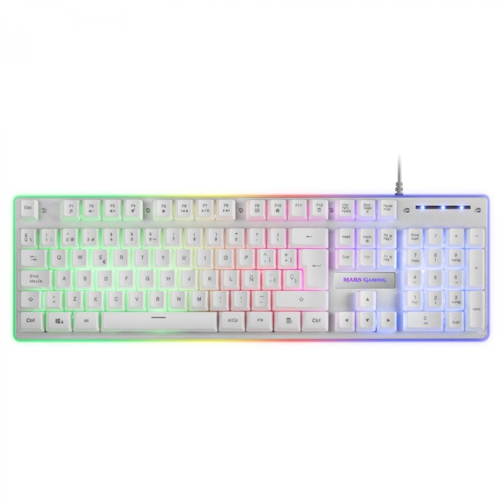 Mars Gaming MCPXWES Combo Teclado gaming usb español + Raton optico 10000dpi + Alfombrilla blanco