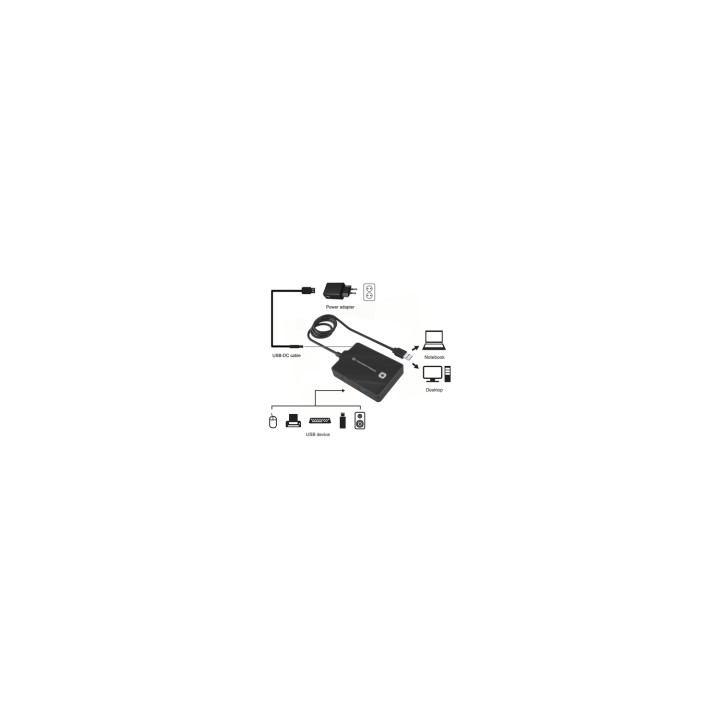 Conceptronic HUBBIES11BP hub de interfaz USB 3.2 Gen 1 (3.1 Gen 1) Type-A 5000 Mbit/s Negro