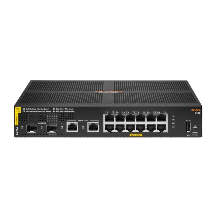 Hewlett Packard Enterprise Aruba 6100 12G Class4 PoE 2G/2SFP+ 139W Gestionado L3 Gigabit Ethernet (10/100/1000) EnergÍ­a sobre
