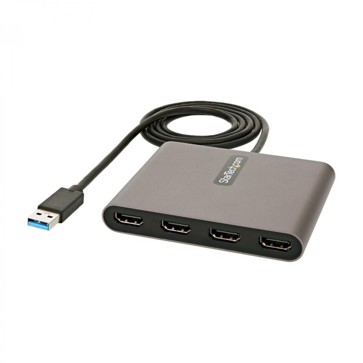 StarTech.com Adaptador USB 3.0 a 4 Puertos HDMI - Tarjeta Gráfica y de VÍ­deo Externa - Dongle Llave USB-A a 4x HDMI - 1080p a