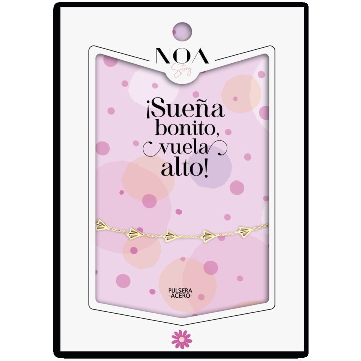 Pulsera Aviones Papel acero dorado - Sueña Bonito, Vuela Alto
