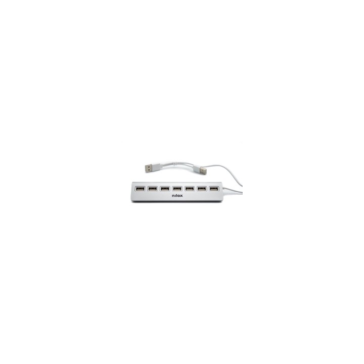 Nilox HUB sobremesa de aluminio con 7 puertos USB 2.0