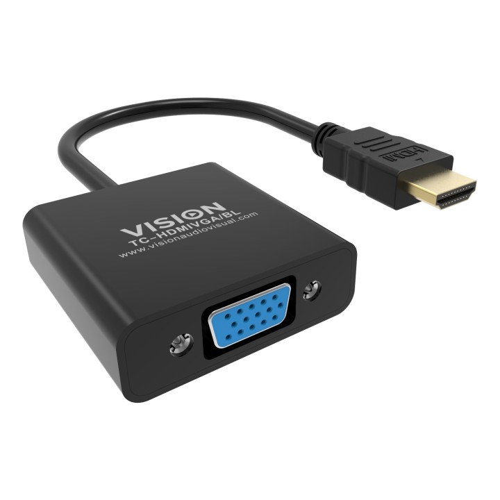Vision TC-HDMIVGA/BL adaptador de cable de vÍ­deo 0,23 m HDMI tipo A (Estándar) VGA (D-Sub) Negro