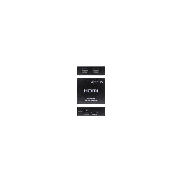AISENS HDMI Duplicador 4k@30Hz 1x2 Con Alimentación, Negro