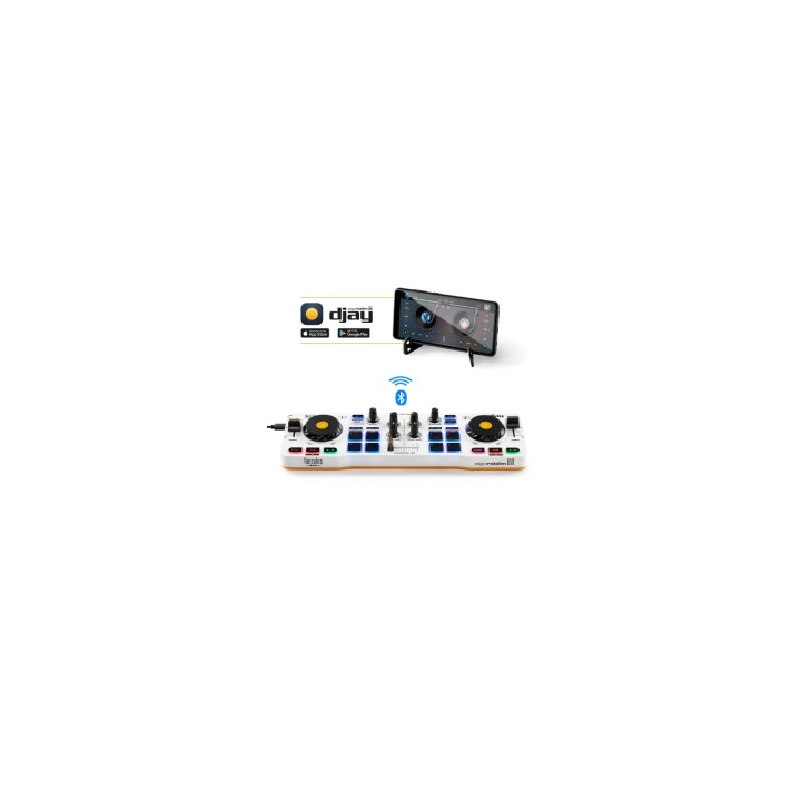 Hercules DJControl mix Mesa de mezclas bluetooth para smartphone negro blanco amarillo