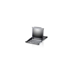 ATEN Consola LCD single rail con switch KVM integrado VGA PS/2-USB de 8 puertos