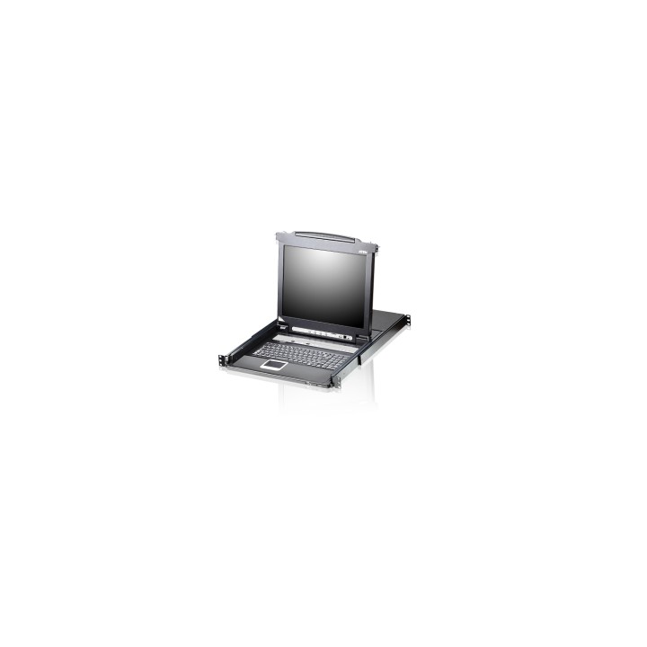 ATEN Consola LCD single rail con switch KVM integrado VGA PS/2-USB de 8 puertos