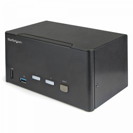 StarTech.com Switch Conmutador KVM de 2 Puertos DisplayPort 4K para 3 Monitores - VÍ­deo de 4K y 60Hz Ultra HD - HDR - Hub