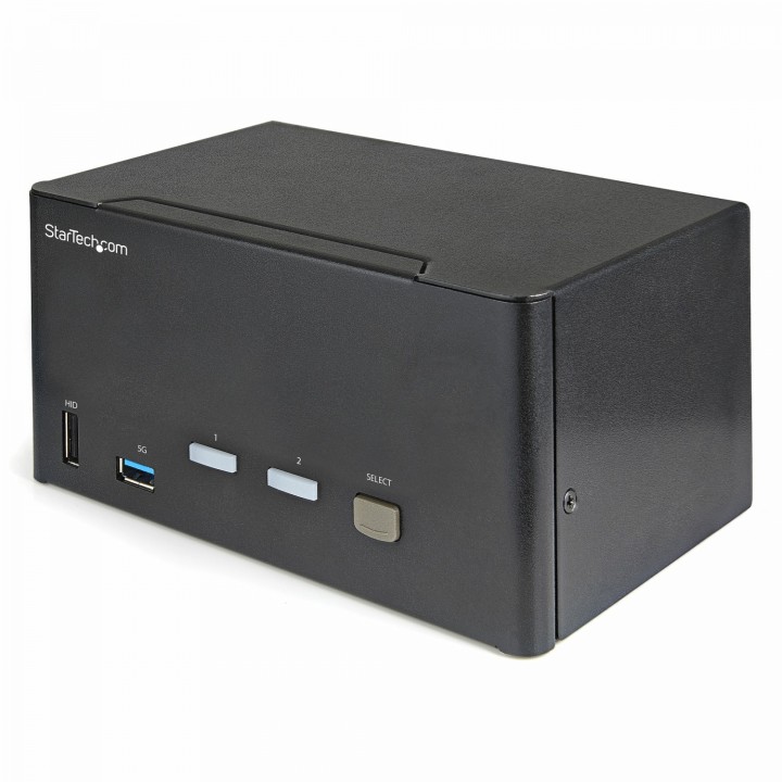 StarTech.com Switch Conmutador KVM de 2 Puertos DisplayPort 4K para 3 Monitores - VÍ­deo de 4K y 60Hz Ultra HD - HDR - Hub
