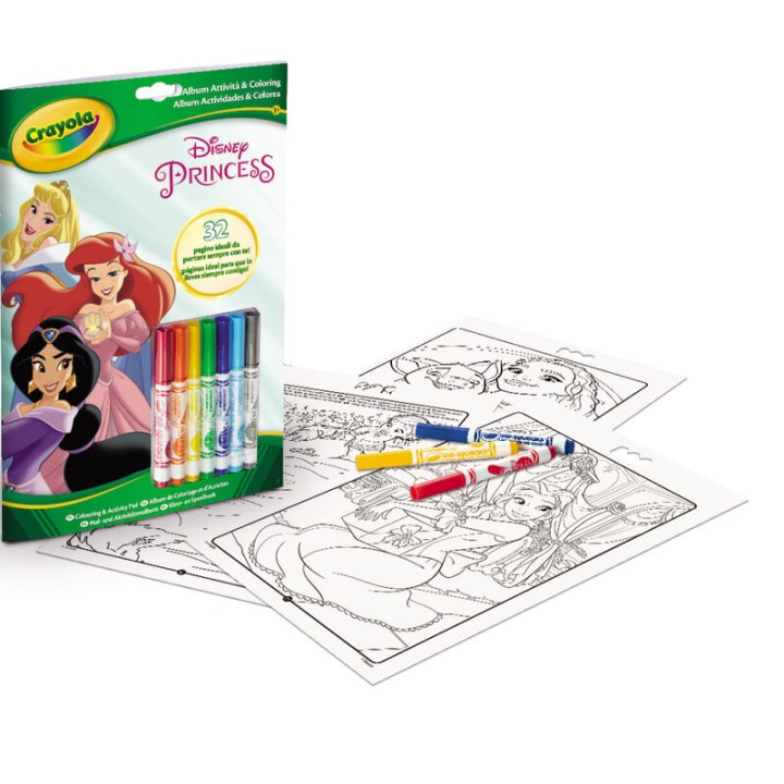 Blister 7 rotuladores + Libro Actividades Princesas Disney Crayola