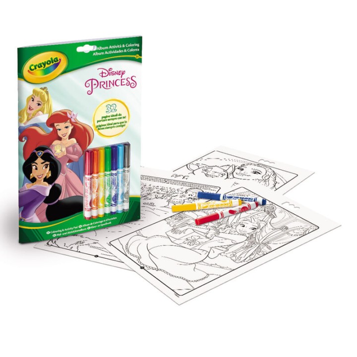 Blister 7 rotuladores + Libro Actividades Princesas Disney Crayola