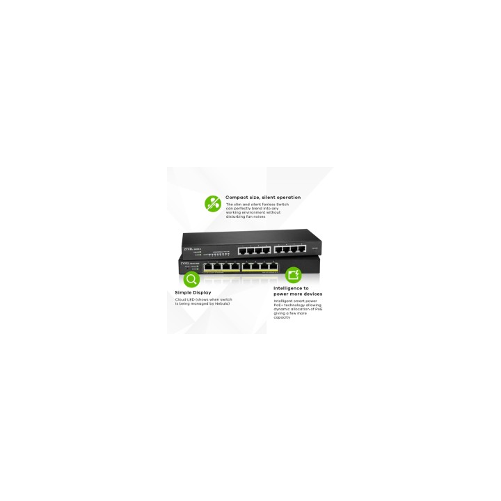 Zyxel GS1915-8EP Gestionado L2 Gigabit Ethernet (10/100/1000) EnergÍ­a sobre Ethernet (PoE) Negro