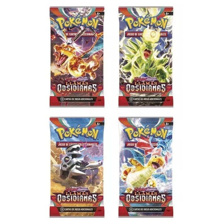 Sobre cartas Llamas Obsidianas Escarlata y Pupura Pokemon español