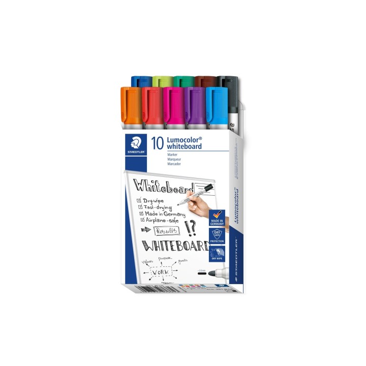 Staedtler Lumocolor 351 B10 marcador 10 pieza(s) Punta redonda Negro, Azul, Marrón, Verde, Azul claro, Verde claro, Naranja,