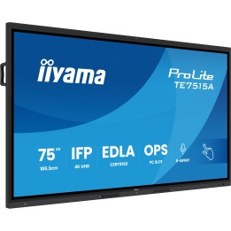 iiyama TE7515A-B1AG pantalla de señalización Panel plano interactivo 190,5 cm (75") Wifi 550 cd / m² 4K Ultra HD Negro Pantalla
