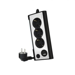 Nanocable Regleta de Sobremesa con 3 Tomas de Tierra y 2 USBÂ´s con Luz, Negro