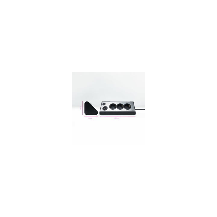Nanocable Regleta de Sobremesa con 3 Tomas de Tierra y 2 USBÂ´s con Luz, Negro